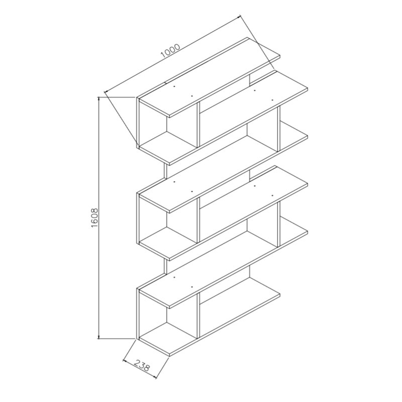 Bibliothèque géométrique Derwin H 63,31 "x l 39,37", Blanc/chêne
