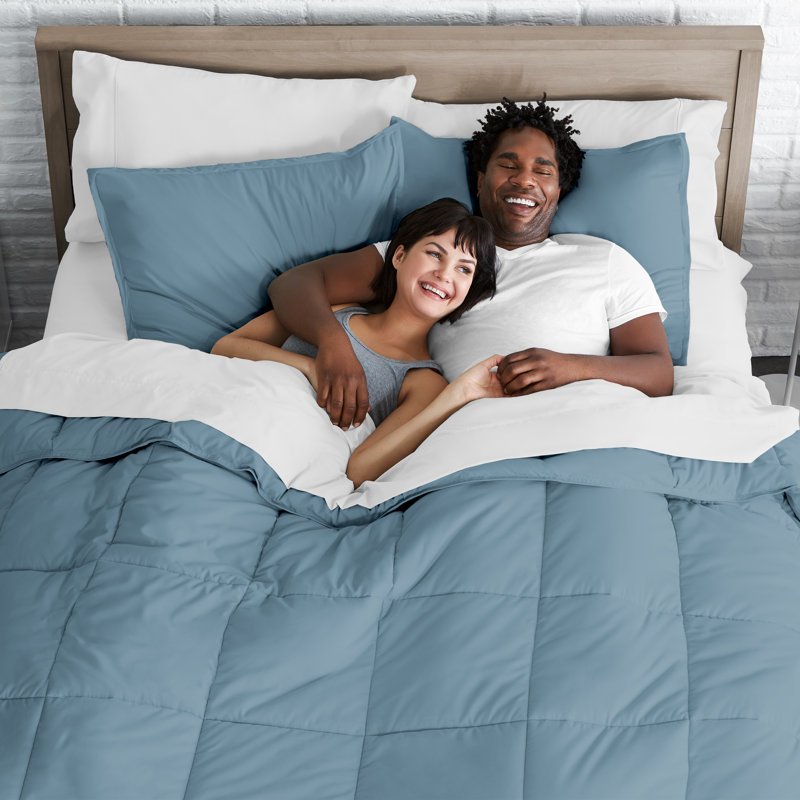 Modern & Contemporary Comforter, Coronet Blue/White, California King Comforter + Pillowcases