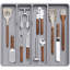 Organisateur de tiroir à ustensiles, plateau pour ustensiles de cuisine à usage unique pour tiroir de cuisine, support à couverts réglable pour couverts, séparateur de rangement pour outils et gadgets en plastique, 4 compartiments, gris