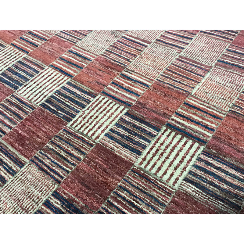 Hand-Knotted High-Quality Red and Blue Area Rug