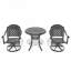 Ensemble de salle à manger 3 pièces en aluminium coulé toutes saisons comprenant 2 chaises pivotantes et une table ronde-1941392621