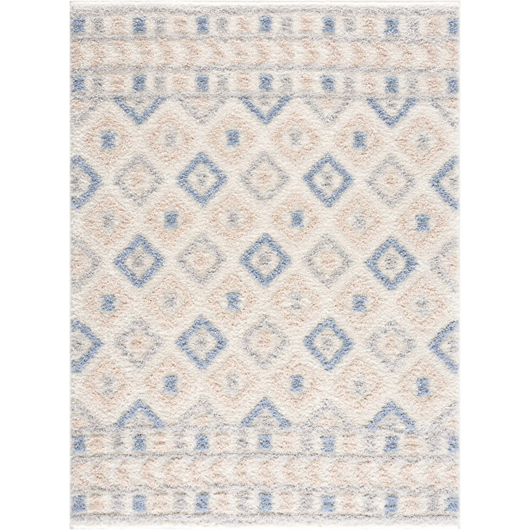 Aaliyanna Moroccan Blue/Beige Area Rug Bungalow Rose Rug 