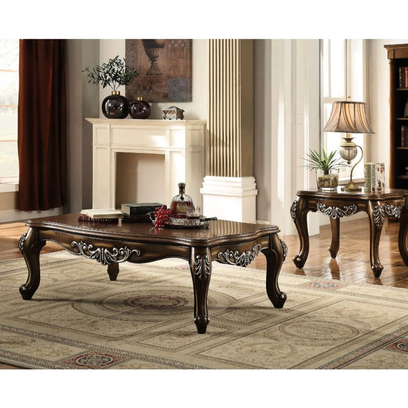 Table de bout rectangulaire en chêne antique avec attrait charmant - Grandes pattes de soutien, tablier à motifs brossés à la main, convient à plusieurs utilisateurs, charme de surface en bois festonné classique de 24 po x 30 po 30 po, applications, H x P