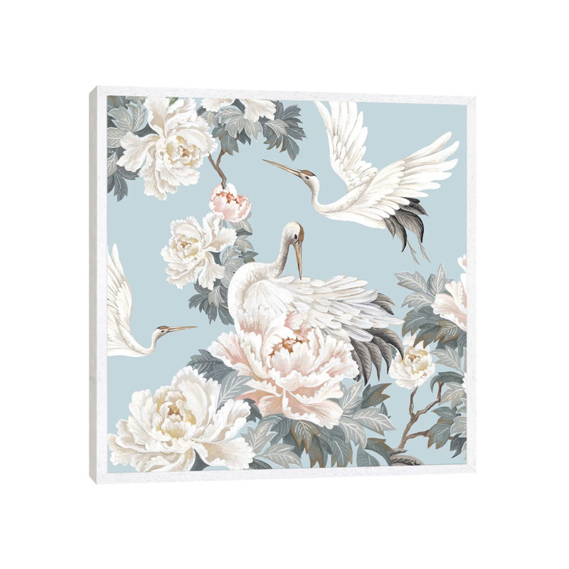 Chinese Silk II by Eva Watts - Painting on Canvas, 45.72cm H x 45.72cm W x 3.81cm D, White Framed