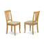 L'ensemble de table de salle à manger 3 pièces comprend une table ronde en bois avec piédestal et 2 chaises de cuisine en tissu de lin, 36 x 36 pouces, chêne-285938731-285938734-285938730