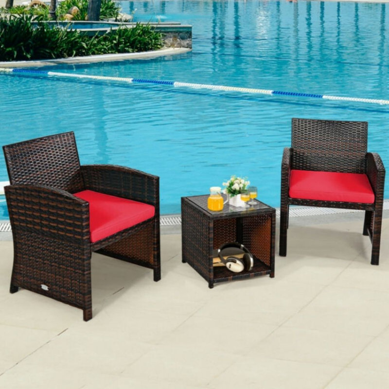 Brinlea 2 - Person Patio Conversation Set with Cushions, Red