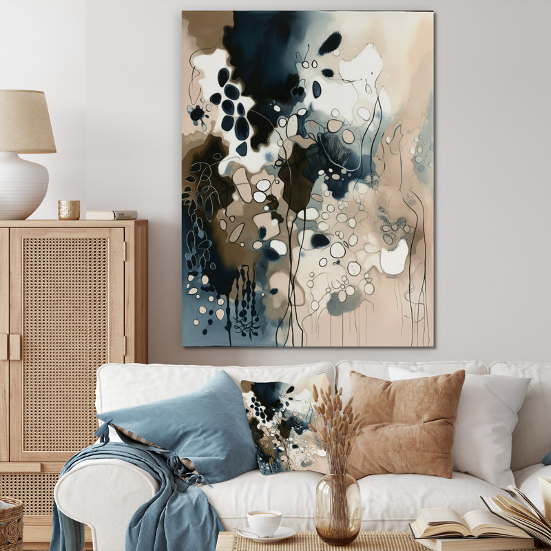 Blue Reflections I - Abstract Wall Art Living Room, H 20 po x l 12 po, Toile tendue