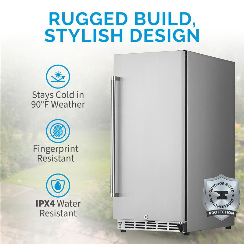 Newair. Ft Stainless Steel Built-in Beverage Refrigerator for Home Kitchen, Outdoor Patio, 3.2