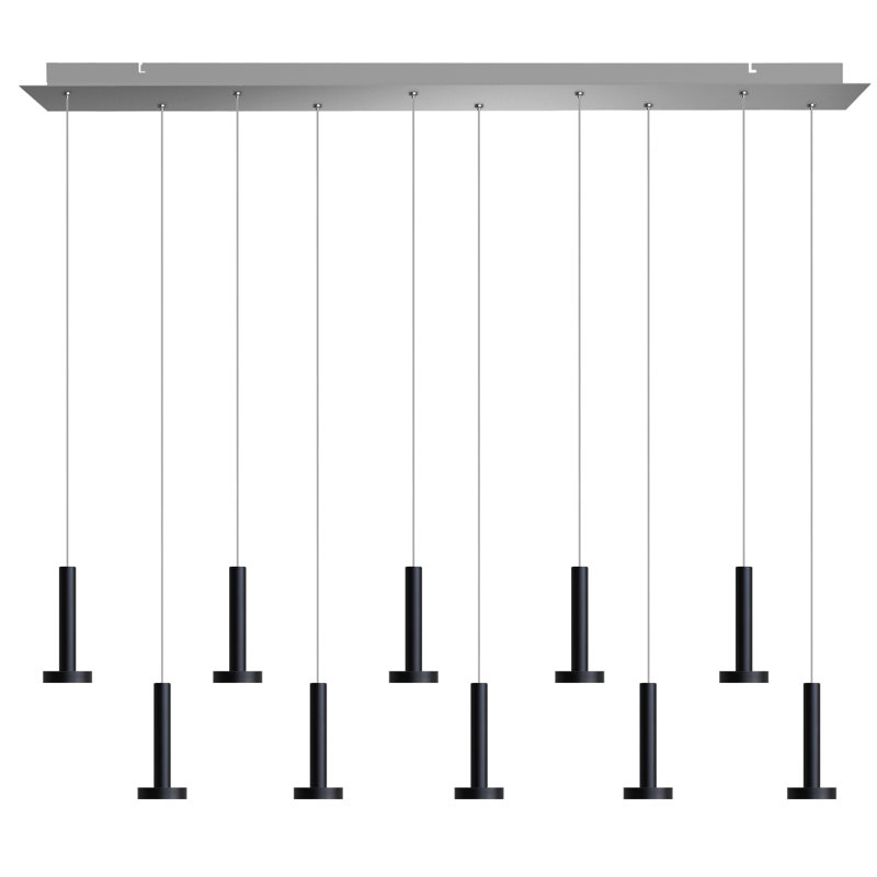 Luminaire suspendu cylindrique en grappe 10 lumières Netice, Noir