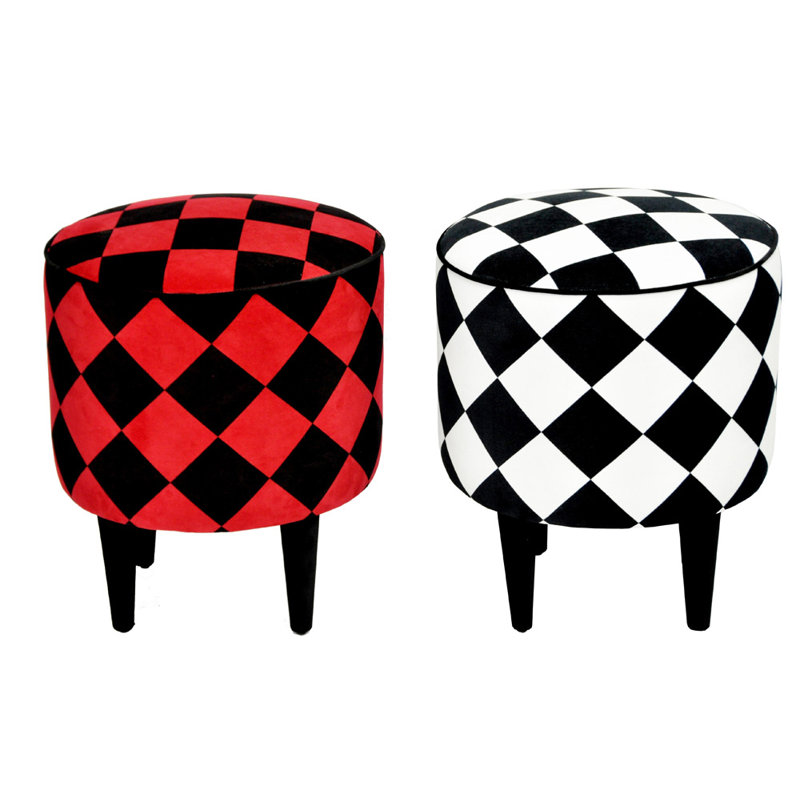 Manufactured Wood Accent Stool, White/Black