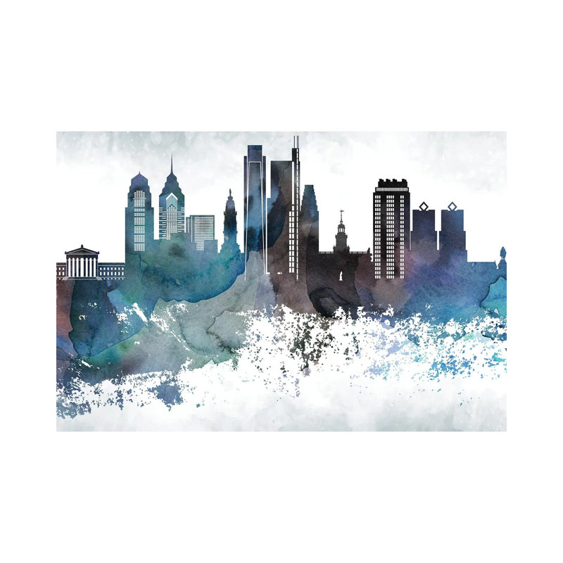 Philadelphia Bluish Skylines - Wrapped Canvas Print, 45.72cm H x 66.04cm W