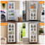 Armoire de rangement en coin blanche 73 po avec tablettes et portes réglables - Grand organisateur en métal pour le salon, la chambre à coucher, le bureau