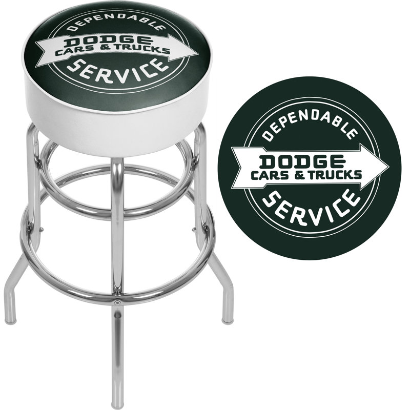 White Metal Swivel Bar Stool with Foam Padding