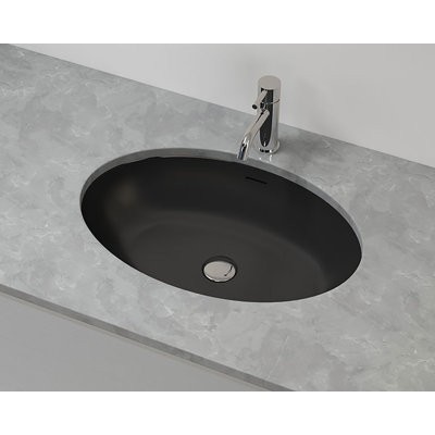 Badeloft 23.6" x 16.4" Oval Stone Resin Undermount Bathroom Sink UB-02-MBLK in Matte Black