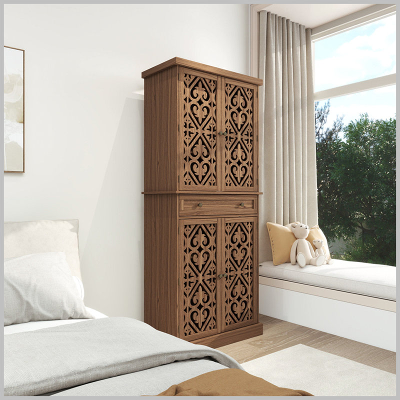 Modern 4 Door Cabinet with 1 Drawer and 4 Adjustable Inner Shelves