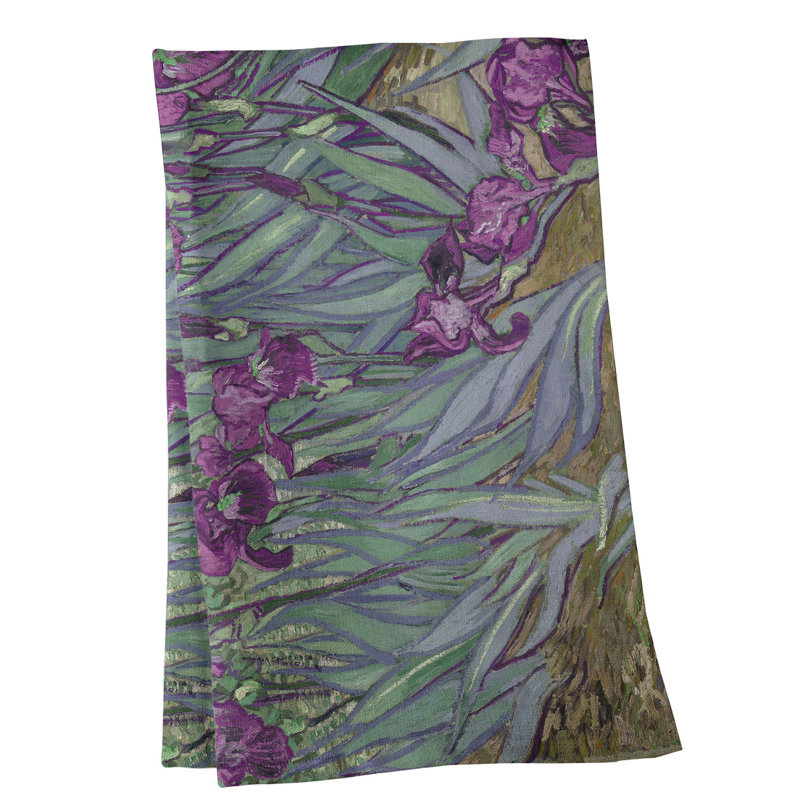 Serviette de thé irises, Polyester sergé, Rose foncé / brun