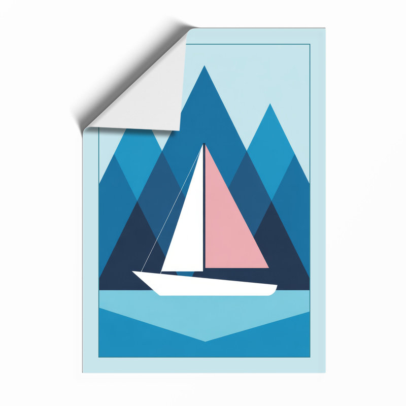 Sailboat at Dusk Coastal - Framed Print, A2 - 59.4 x 42.0 cm, Unframed