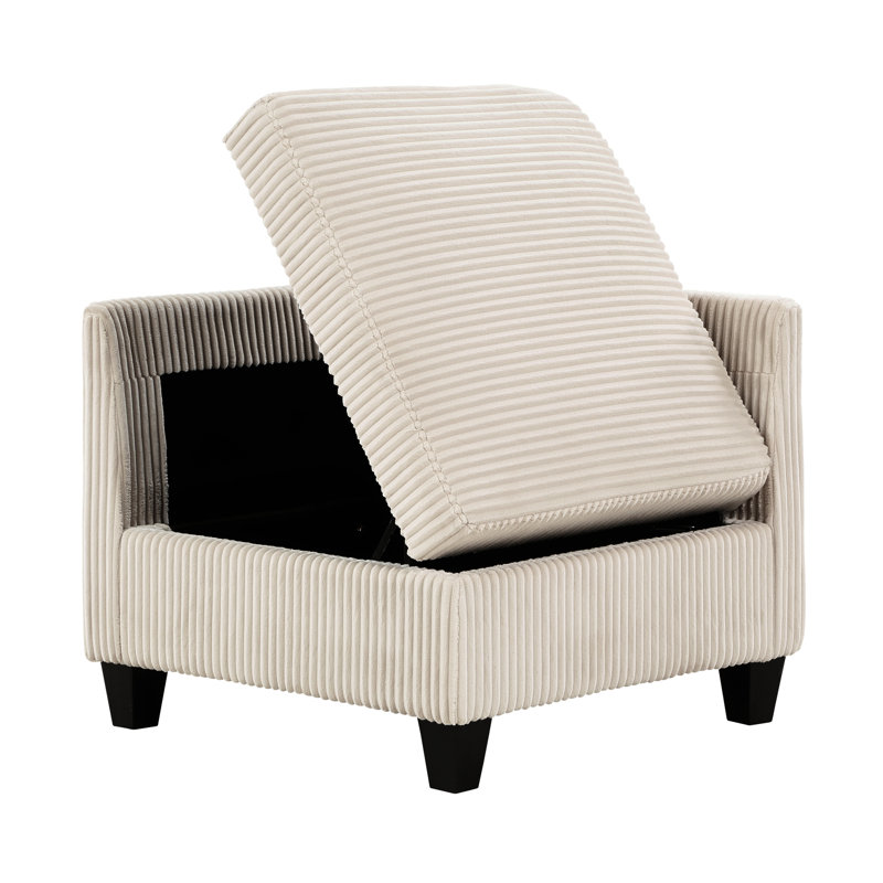 5 canapé modulaire avec sièges de rangement, velours côtelé beige et poche latérale pour la maison
