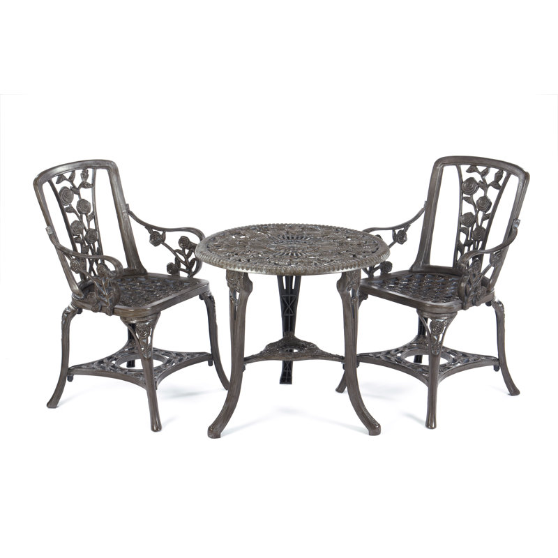 Aamanee 2 - Person Patio Dining Set with Round Table, Metal Grey
