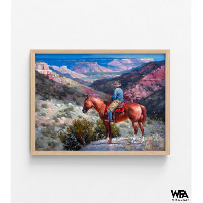 Equestrian Painting Print, Framed Western Wall Art, Farmhouse Wall Decor, Horse Wall Art, Southwest Painting Print, Cowboy Decoration Print