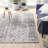 Deedra Modern Abstract Power Loom Performance Gray/White Rug-1615092020