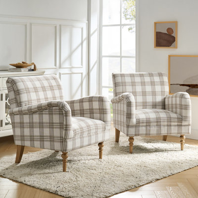 Ariana Farmhouse 29.5" Wide Polyester Armchair with Solid Wood Legs