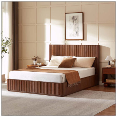44" Tall Headboard Wave Wood Headboard Platform Bed frame