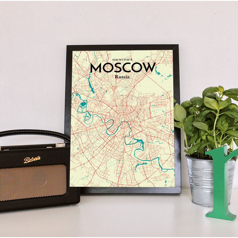 Moscow City Map - No Frame Print, 91.4cm H x 61cm W x 0.13cm D