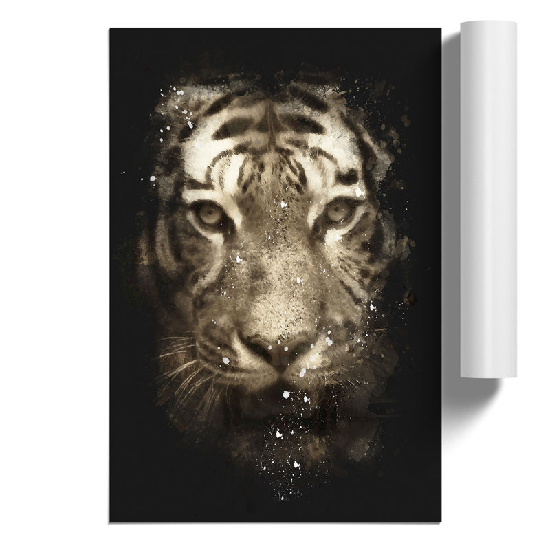 Tiger Paint Splash - Frameless Print, 84cm H x 59cm W x 0.1cm D