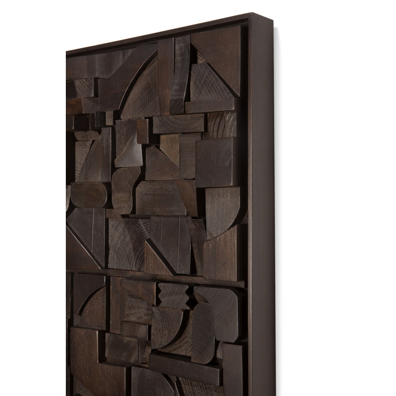 Handmade Solid Wood Wall Decor, 36" H x 47" W x 2" D, Dark Brown