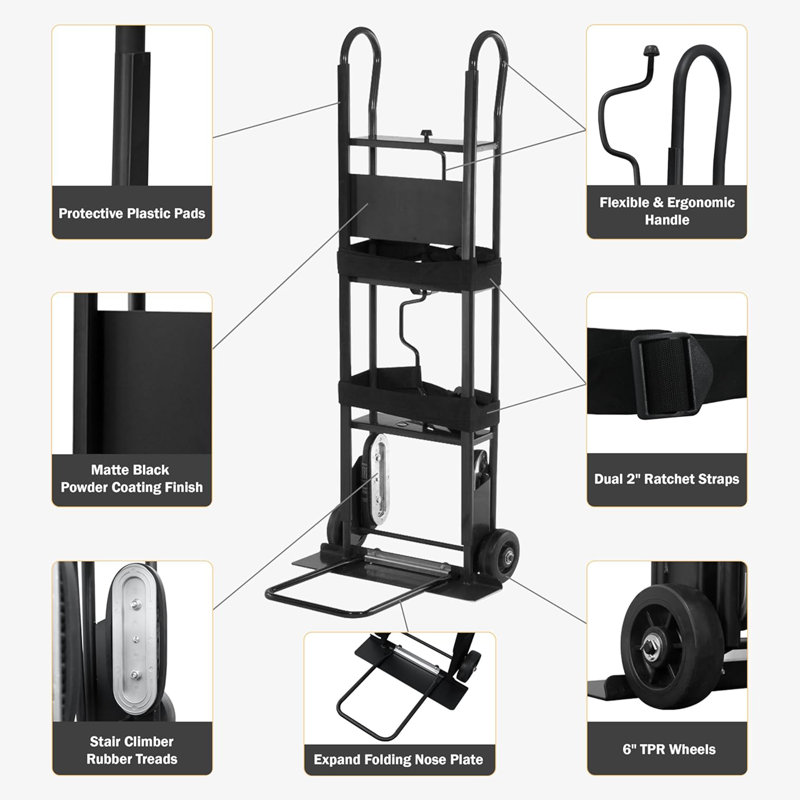 Olympia Tools 800 Lb Hand Truck with Ratchet Straps for Appliances and Furniture