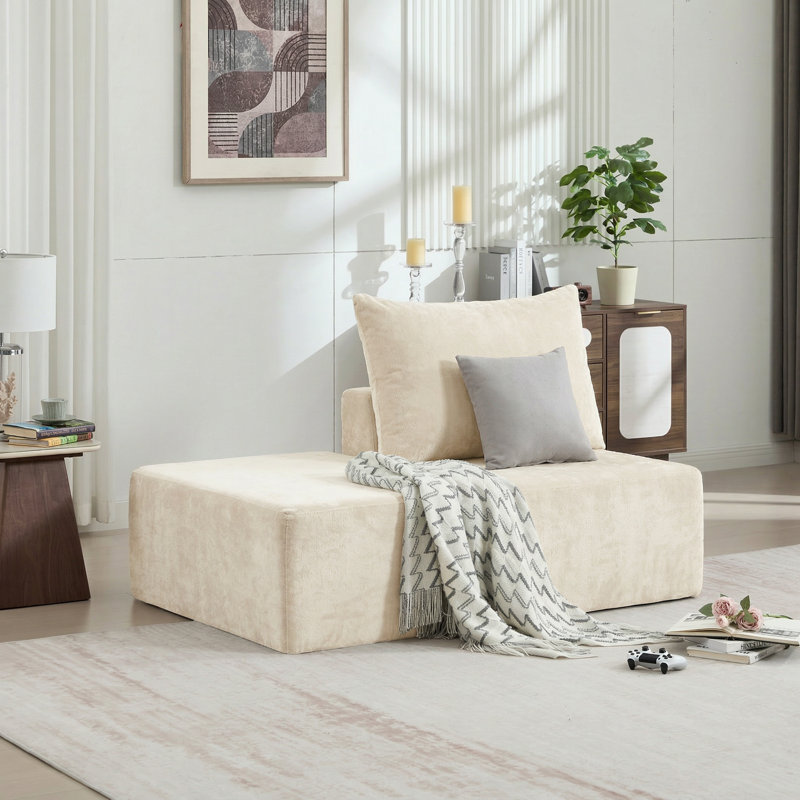 Simple repose-pieds, Chenille beige