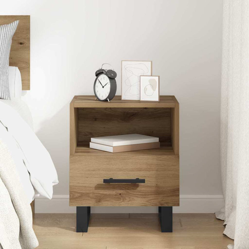 40cm W Manufactured Wood Bedside Table, Artisan Oak