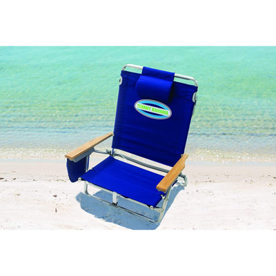 Portable And Versatile: The 5-Position Classic Lay Flat Folding Backpack Beach Chair - Navy Blue