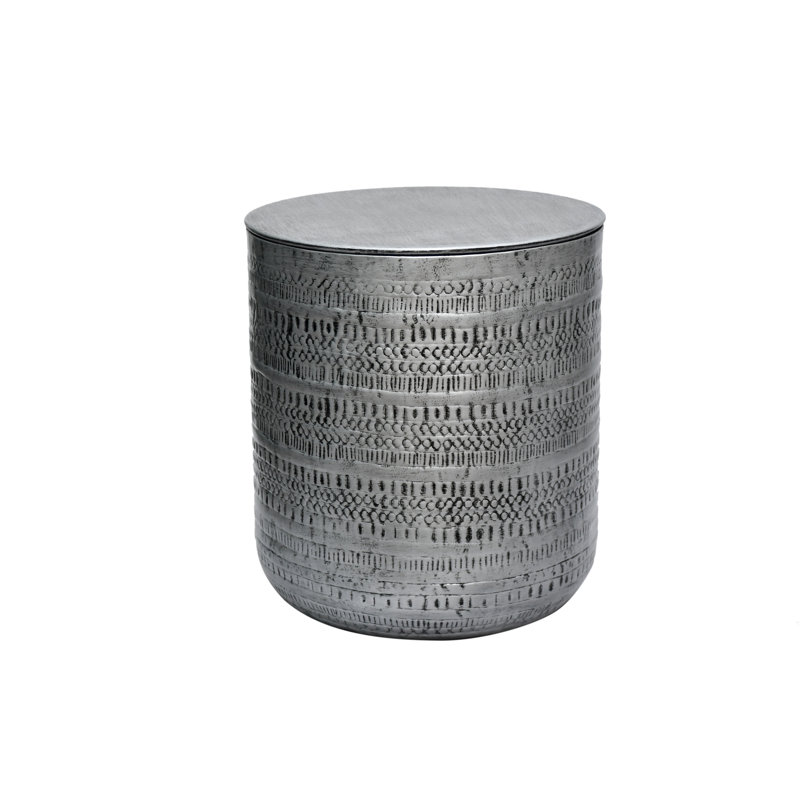 Table d'appoint ronde en métal Marlo, Argent antique