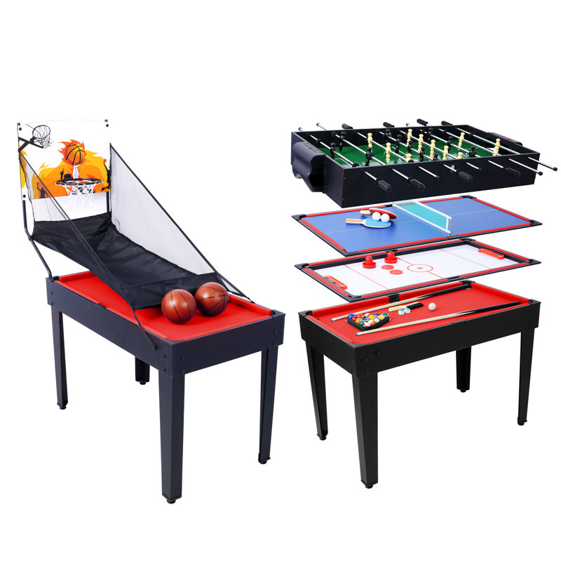 43.00'' L Multi Game Table, Red/Black