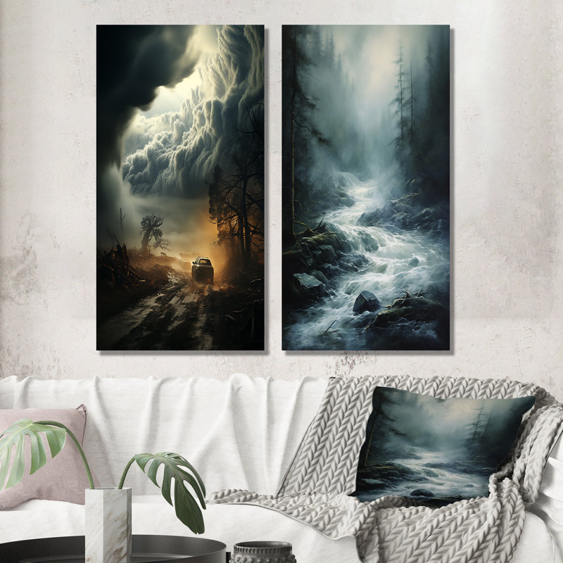 «Storm Misty Torrent», 2 pièces, H 40 po x l 40 po, Toile tendue