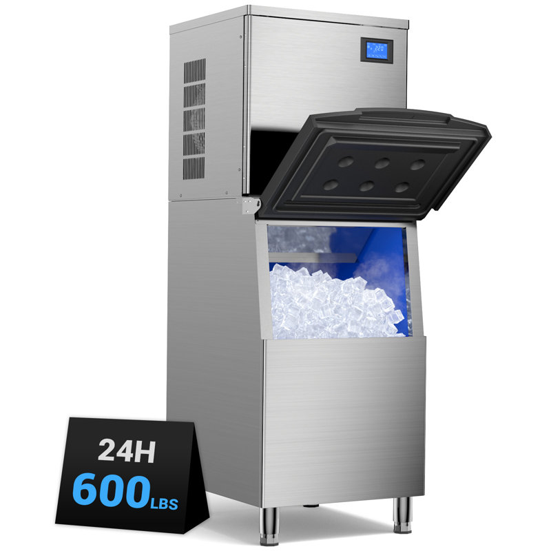 Machine à glaçons commerciale 600 lb / 24 heures avec 560 lb de rangement pour les restaurants, les bars et les hôtels