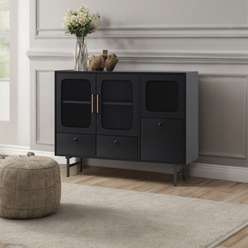Sideboard, Black, 39.3" H x 47.2" W x 15.7" D