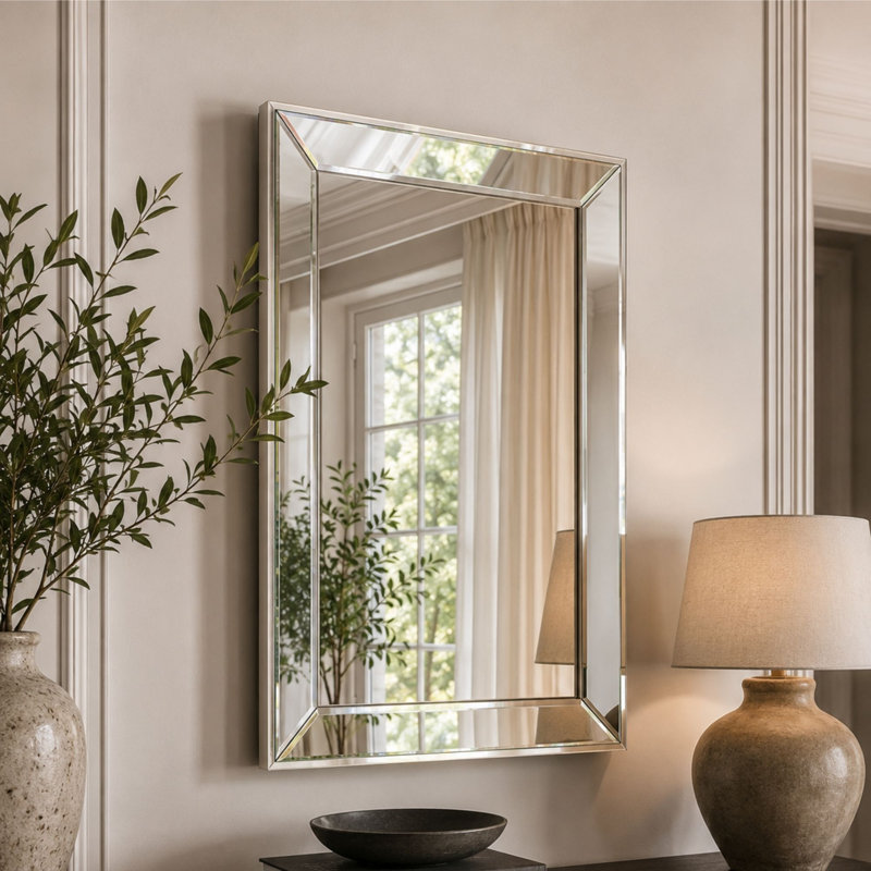 Metal Rectangle Wall Mirror, 92 cm H x 66.5 cm W