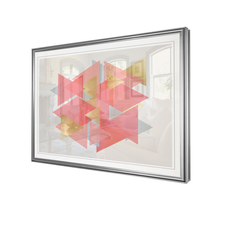 " Scandinavian Triangles ", 20" H x 24" W x 1.5" D, Silver Frame