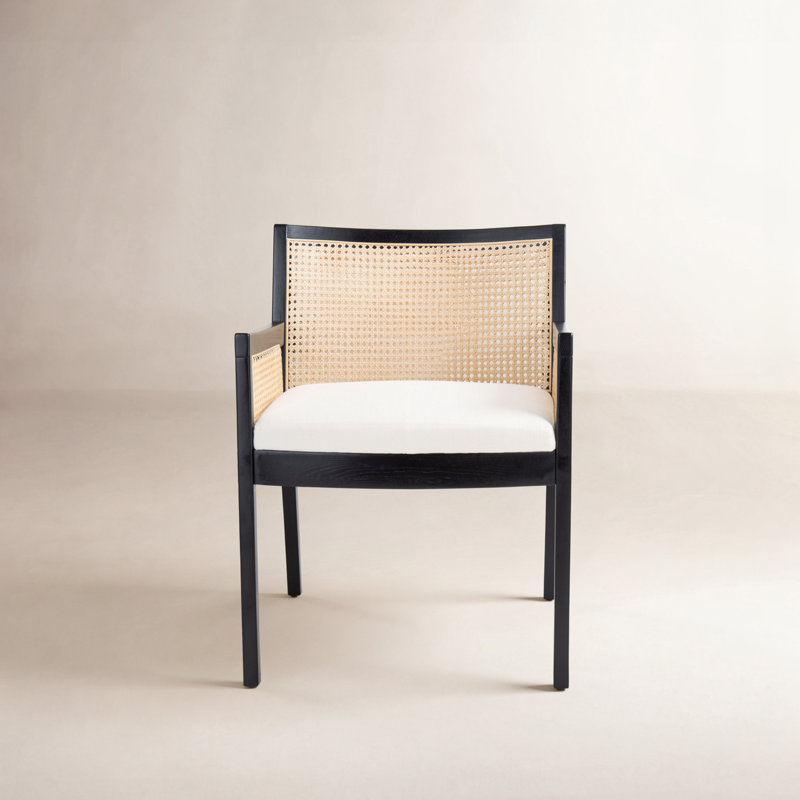 Aurora  Linen Arm Chair in Beige, Black/Natural