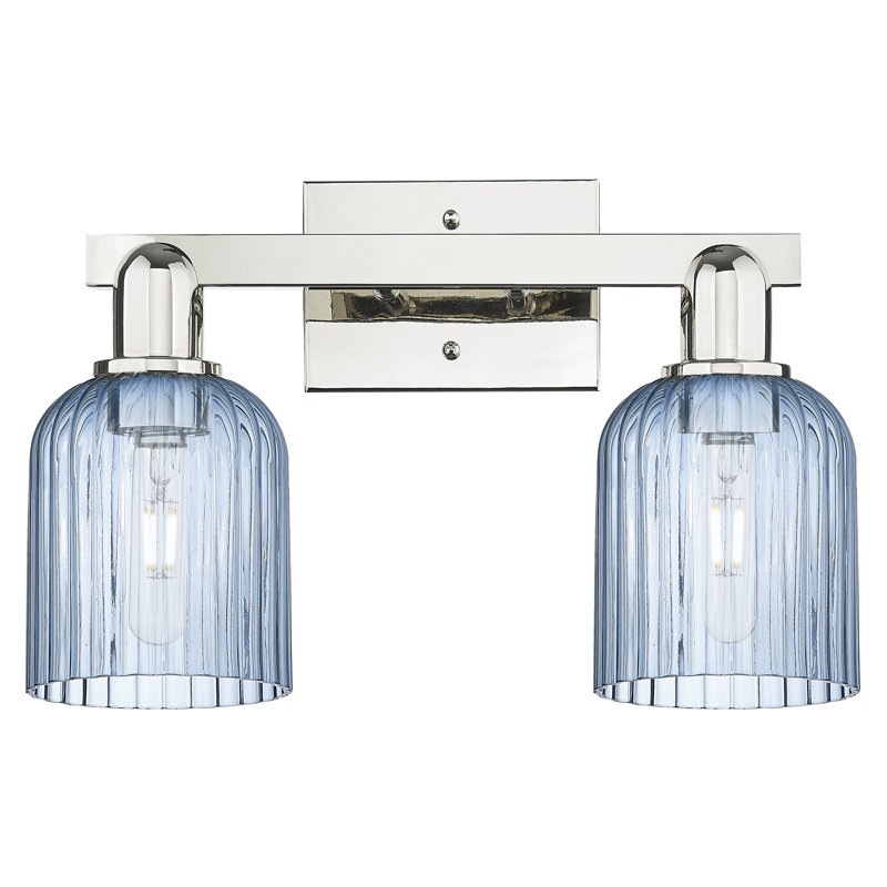 Downtown Urban - Franklin - Éclairage pour meuble-lavabo 2 lumières 16 po - Abat-jour tourbillon Deco, Bleu, Nickel poli