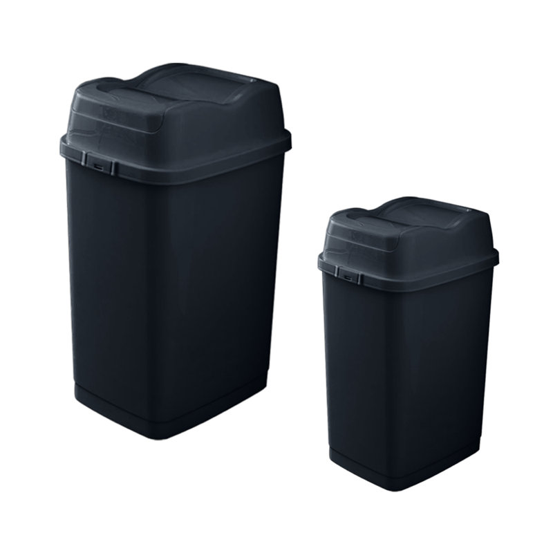 Mini poubelle en plastique avec couvercle pivotant pour salle de bain, comptoir, bureau, paquet de 2 noir, 1,25 / 2,5 gallons
