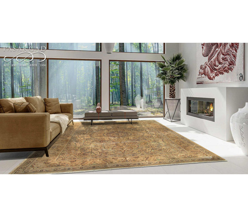 Tapis ivoire perse noué à la main Tabriz 8 pi 1 po x 10 pi 9 po