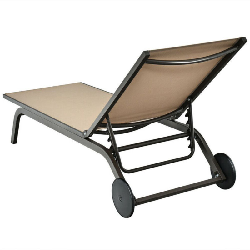 Pryer Outdoor Metal Chaise Lounge, Beige