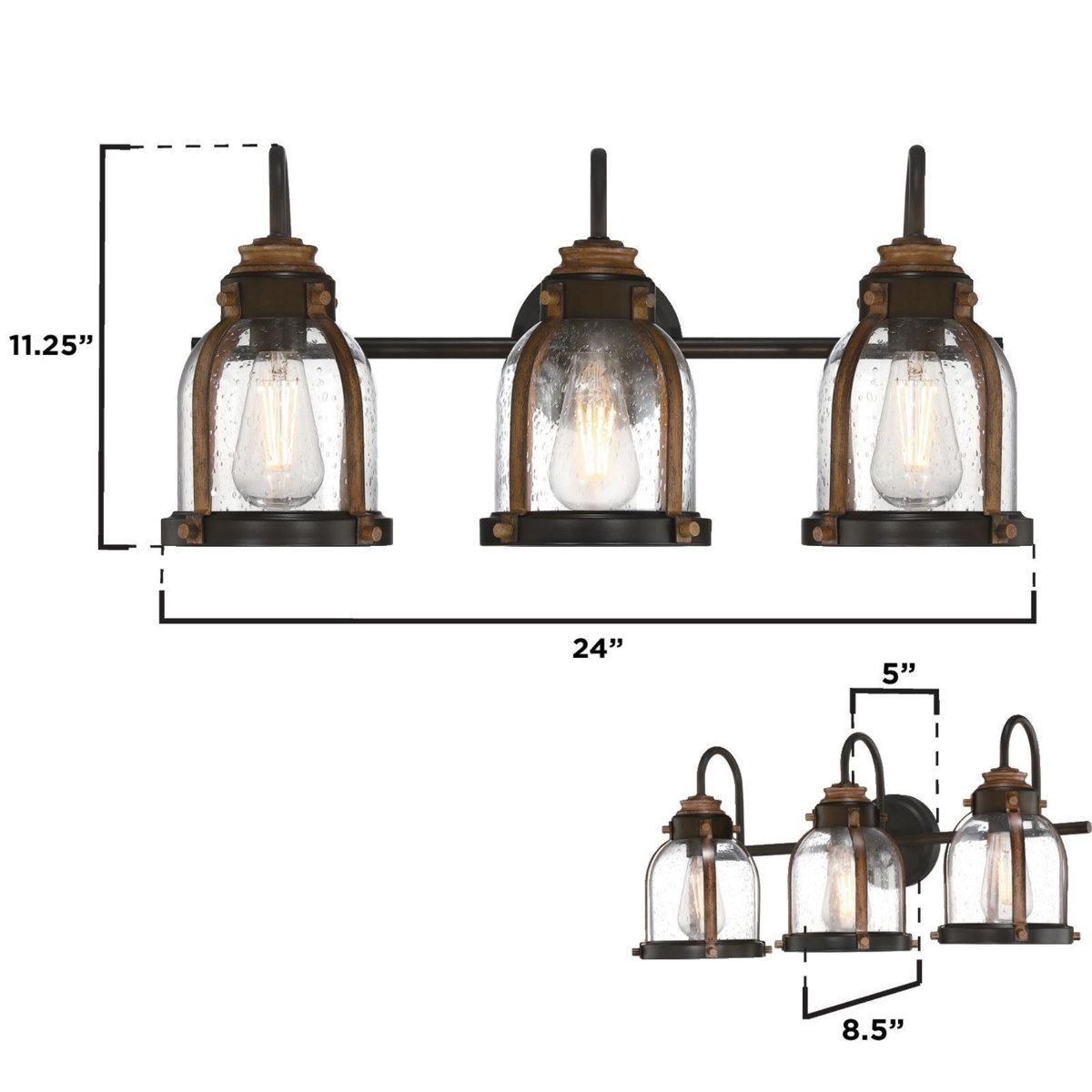Longshore Tides Gzifa 3 - Light Dimmable Oil Rubbed Bronze & Barnwood ...