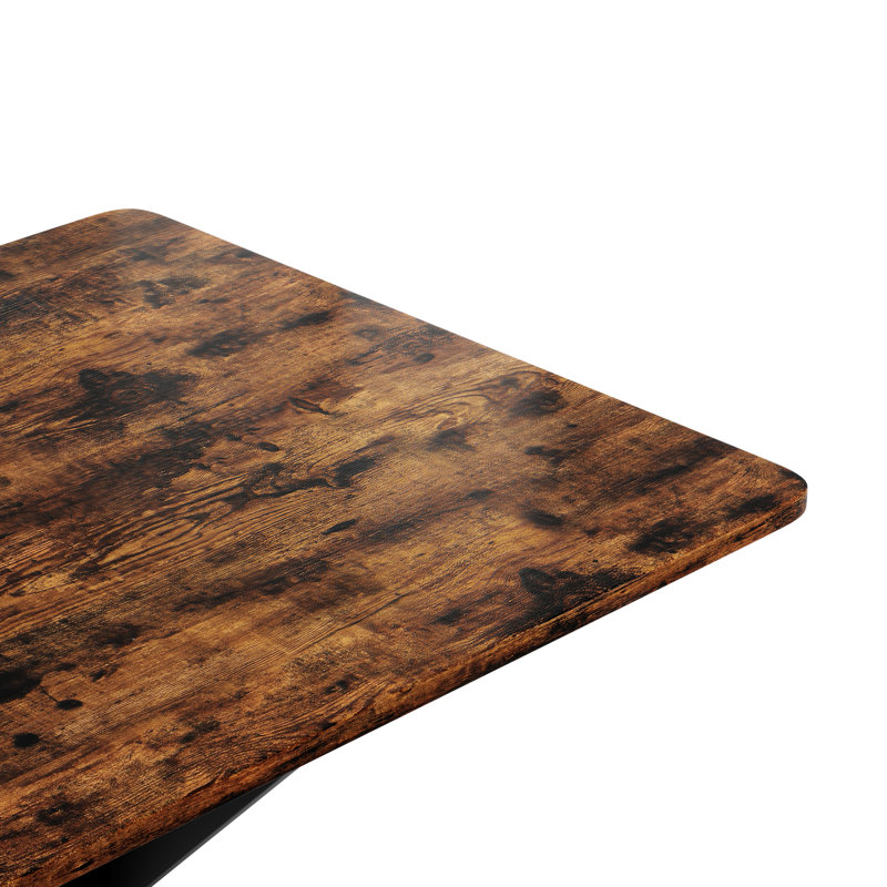 Rustic Square Side Table, X-Frame Metal Legs with Wood Grain Tabletop, Industrial Accent End Table for Living Room, Bedroom & Home Office, Brown, 31.5 x 31.5 x 29.5 Inches