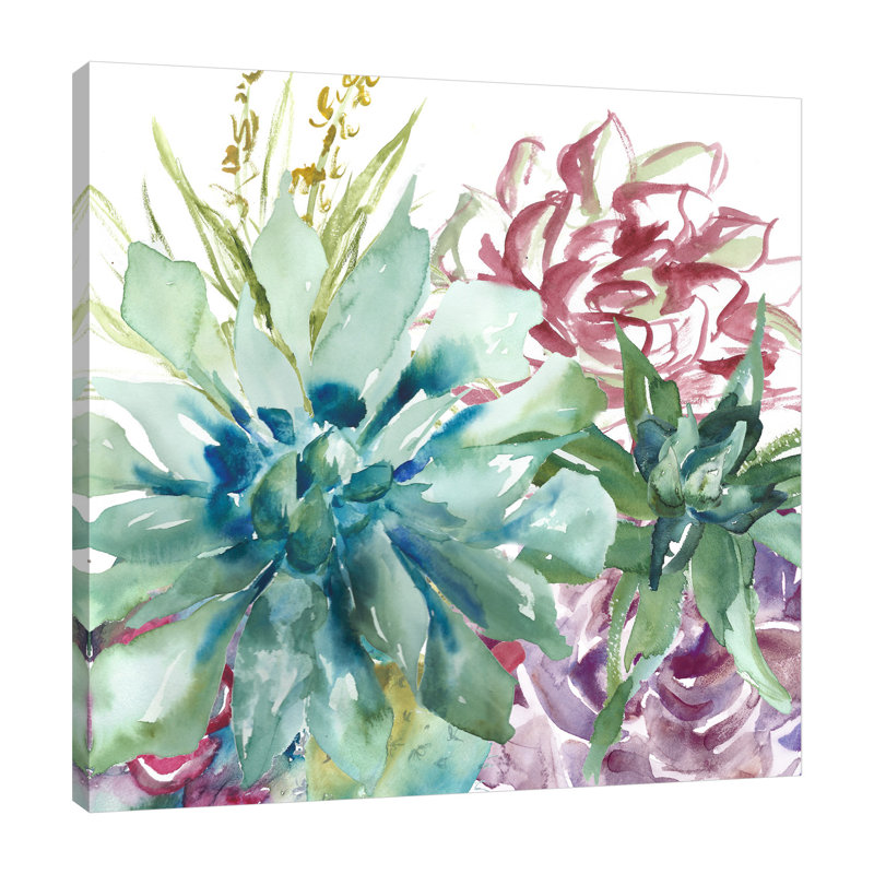 «Watercolor Succulent Garden», reproduction sur toile tendue, H 48 po x l 48 po