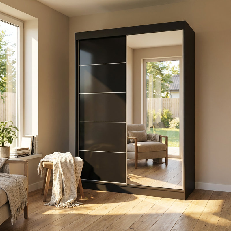Armoire Charlisha, Noir, H 80 po x l 59 po x P 25,5 po